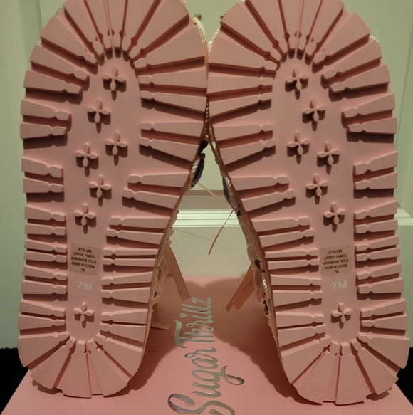 Sugar Thrillz Pink Satin Fugg Boots With Cake Style Decor - Picture 7 of 7